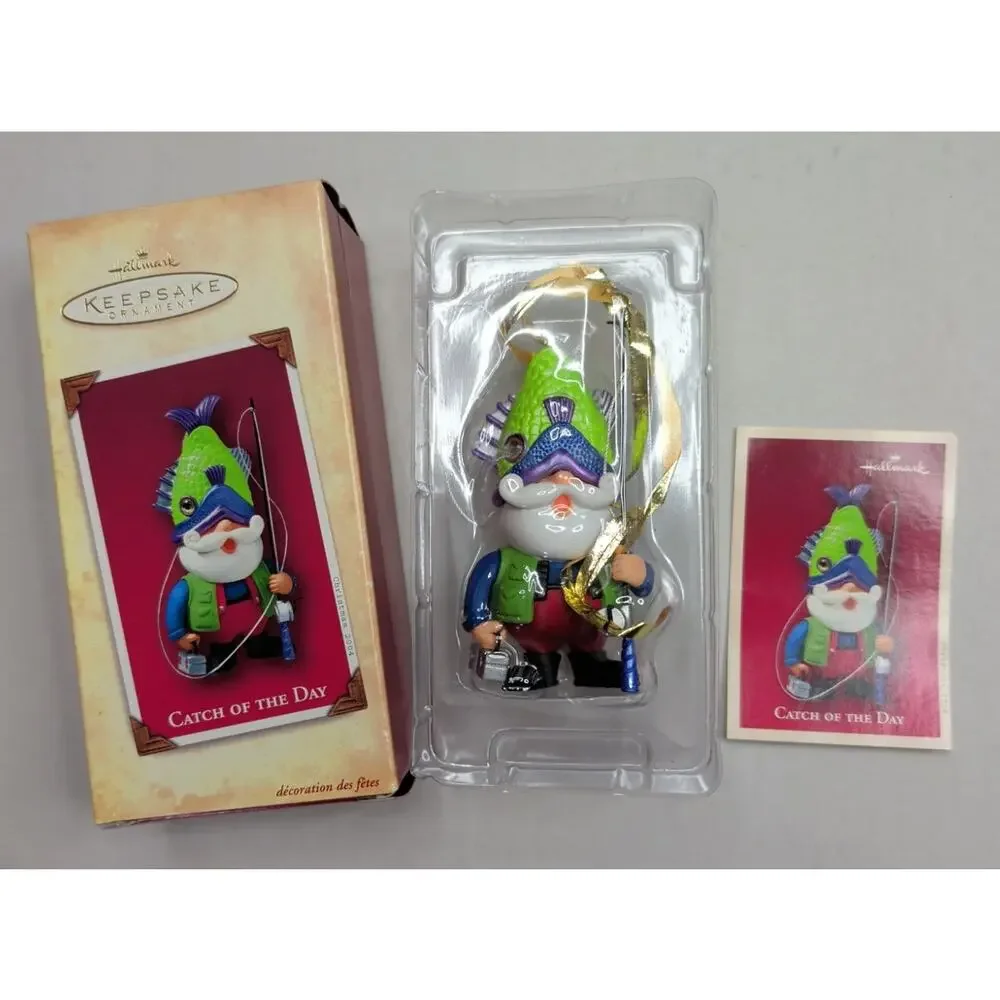 Hallmark Keepsake Catch of the Day Santa Fishing 2004 Christmas Ornament in Box